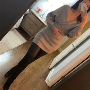 Bell sleeve grey sweater dress